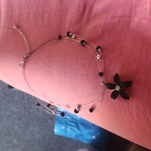 Black and Silver Flower Necklace